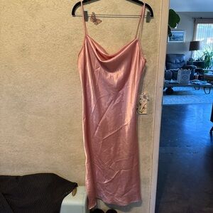Bebe Blush Satin Slip Dress